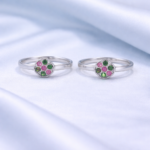Pure Silver Multicolor Floral Toe Ring