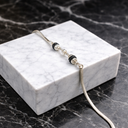Pure Silver Men’s Bracelet with Evil Eye & Rudraksh – Timeless Protective Style