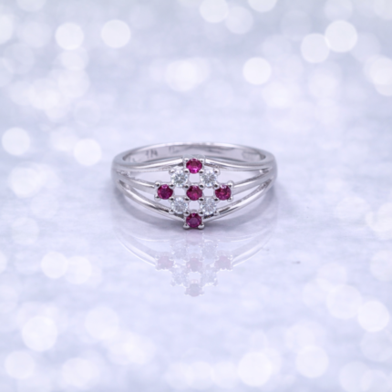 Elegant Pink & White Stone Pure Silver Ring