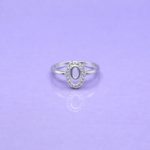 Pure Silver Oval Stone Studded Designer Ring