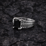 Classic Men’s Black Stone Ring in Pure Silver