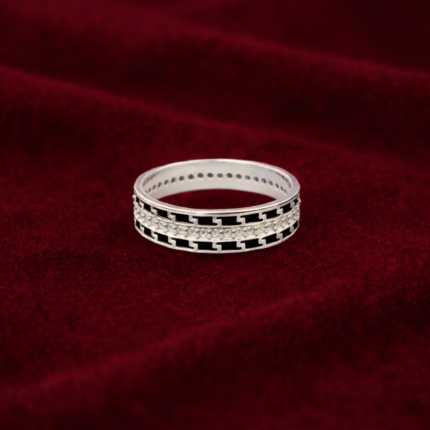 Classic Fine Silver Textured Band for Men