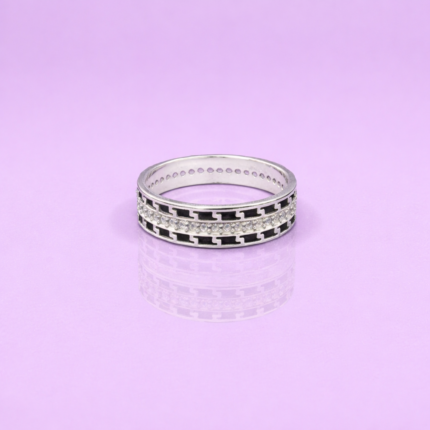 Classic Fine Silver Textured Band for Men