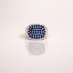 Elegant Blue Stone Studded Silver Ring for Men