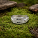 Elegant Pure Silver Men’s Ring with Textured Side Design