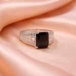 Premium Pure Silver Black Stone Ring for Men