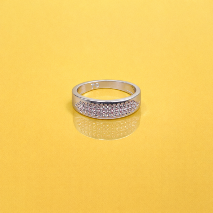 Pure Silver Crystal Studded Band Ring