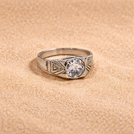 Pure Silver Gleam Stone Ring