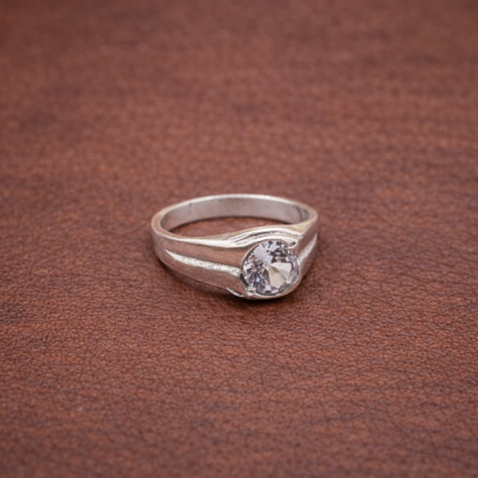 Pure Silver Ring with White Stone – Elegant & Timeless