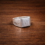 Textured Edge Pure Silver Ring for Men