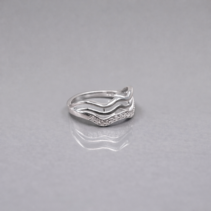Elegant White Stone Pure Silver Ring - Silver Trendy