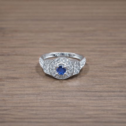 Pure Silver Blue Stone Handmade Ring