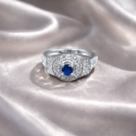 Pure Silver Blue Stone Handmade Ring