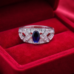 Pure Silver Blue Stone Designer Ring