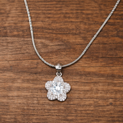 Floral Sparkle Pendant in 925 Sterling Silver