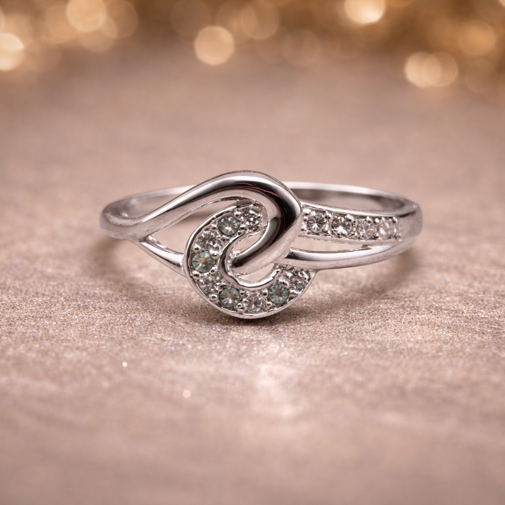 ChatGPT Image Feb 5, 2026, 06_29_21 PM Pure Silver Ring with Green & White Stone Accents | Elegant Design