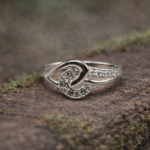 Pure Silver Ring with Green & White Stone Accents | Elegant Design