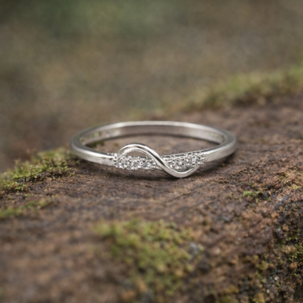 Pure Silver Ring with White Accent
