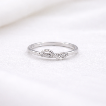 Pure Silver Ring with White Accent