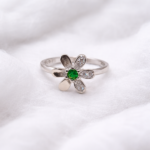 Pure Silver Green Stone Ring