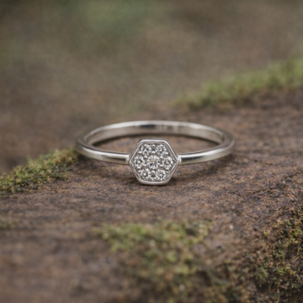 Pure Silver White Stone Ring