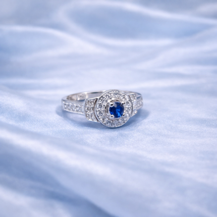 Pure Silver Blue Stone Handmade Ring