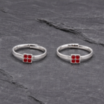 Pure Silver Square Toe Ring with Fanta Stone