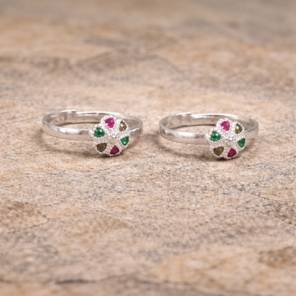 Pure Silver Floral Design Toe Ring