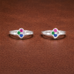 Pure Silver Multicolour Stone Toe Ring