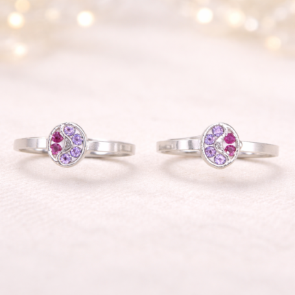 Pure Silver Swirl Stone Toe Ring