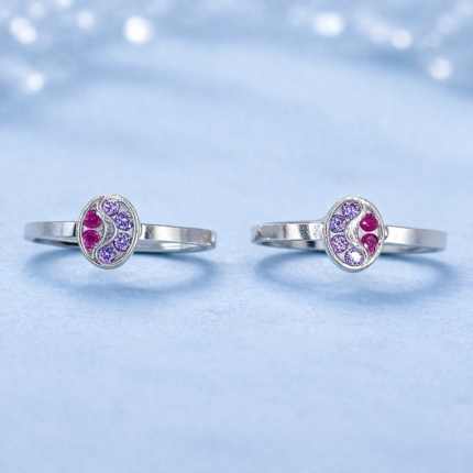Pure Silver Swirl Stone Toe Ring