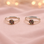 Pure Silver Multicolor Floral Toe Ring