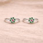 Pure Silver Floral Stone Toe Ring