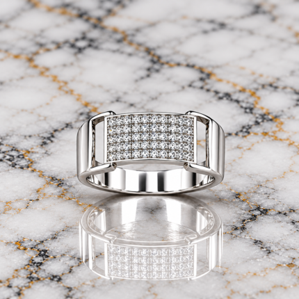 Luxury Panel 925 Silver CZ Ring