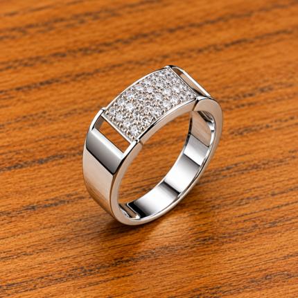 Luxury Panel 925 Silver CZ Ring