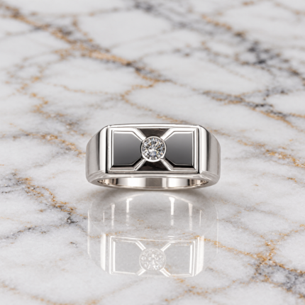 Signature Square 925 Silver Stone Ring