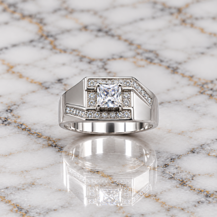 Signature Square 925 Silver Stone Ring