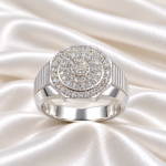 Pure Silver Classic Circle Stone Studded Ring
