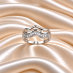 Elegant White Stone Pure Silver Ring