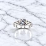 Pure Silver Round Brilliant Stone Ring