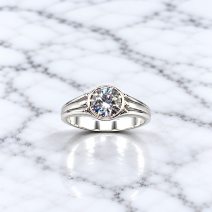 Pure Silver Round Brilliant Stone Ring