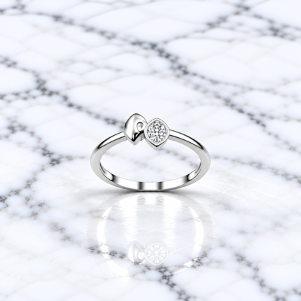 Classic Pure Silver Ring with White Stone