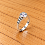 Pure Silver Round Brilliant Stone Ring