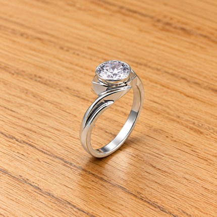 Shimmer Stone Pure Silver Finger Ring