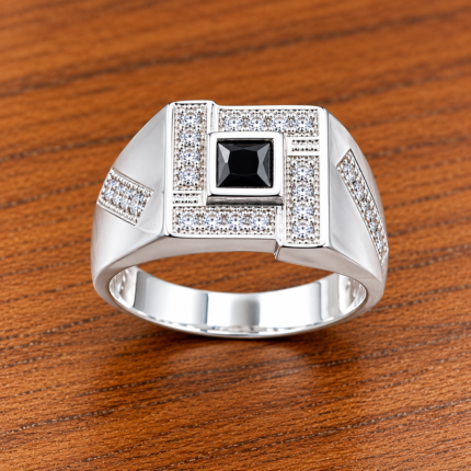 Modern Pure Silver Ring for Men with Textured Design