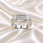 Elegant Pure Silver Men’s Geometric Texture Ring