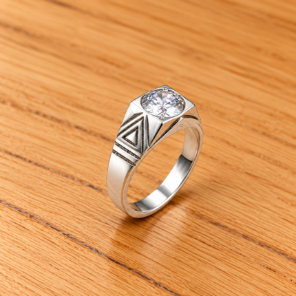 Pure Silver Gleam Stone Ring