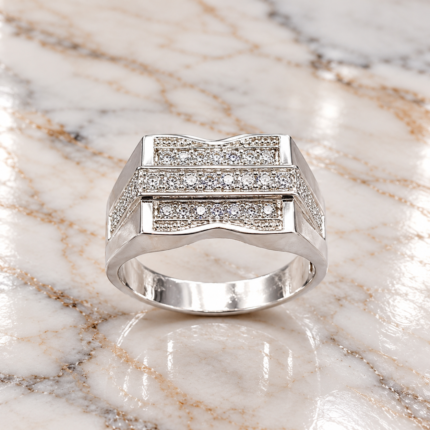 Elegant Dual-Bar Pure Silver Men’s Ring