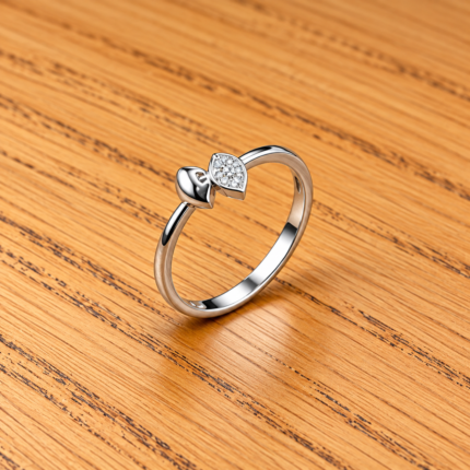 Classic Pure Silver Ring with White Stone