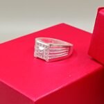 Stylish Fine Silver Square Pattern Ring for Men